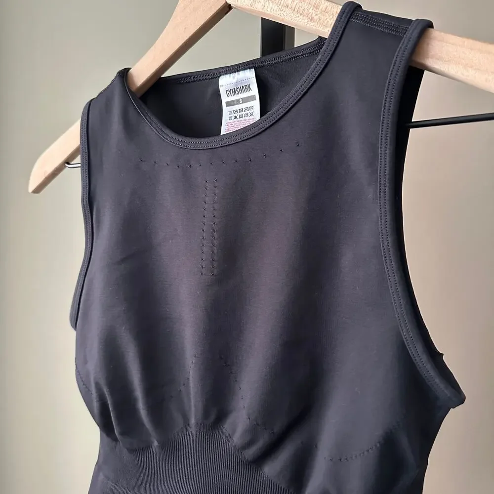 Gymshark Sweat Seamless Midi Tank Black Small - Picture 2 of 4